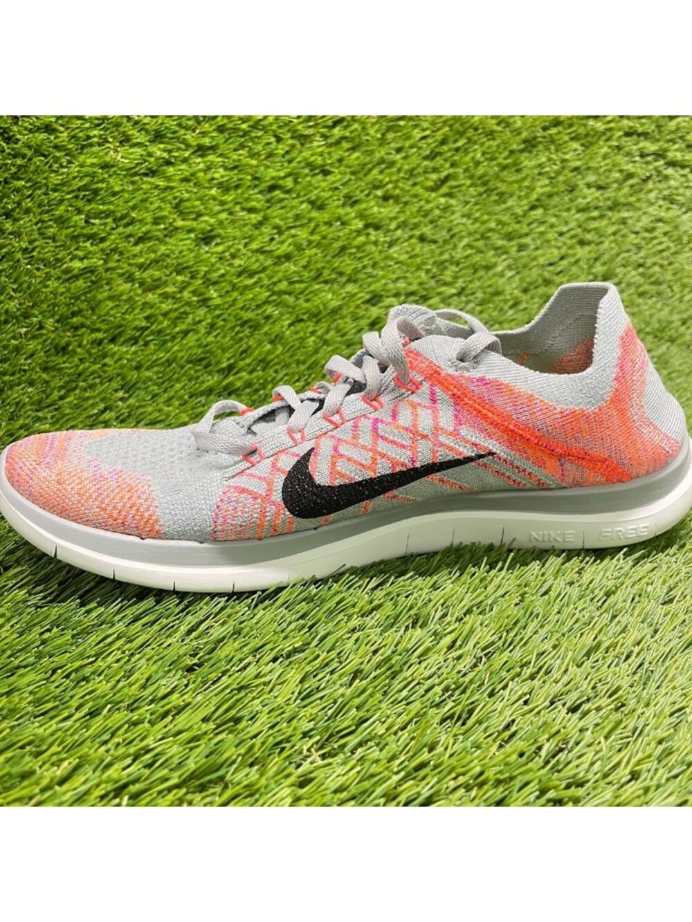 Nike Free 4.0 Flyknit Womens Size 11 Gray Pink Athletic Running Shoes Sneakers - Picture 2 of 10